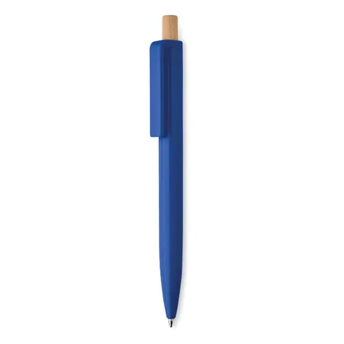 Penna a sfera in ABS riciclato con pulsante in bambù e refill blu