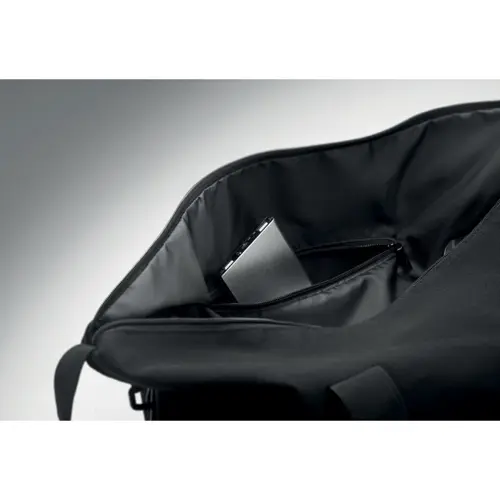 Borsa da weekend in cotone e poliestere riciclati con tasche e tracolla regolabile 60x29x22cm