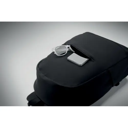 Zaino porta pc da 15" in cotone e poliestere riciclato con tasca frontale e spallacci imbottiti