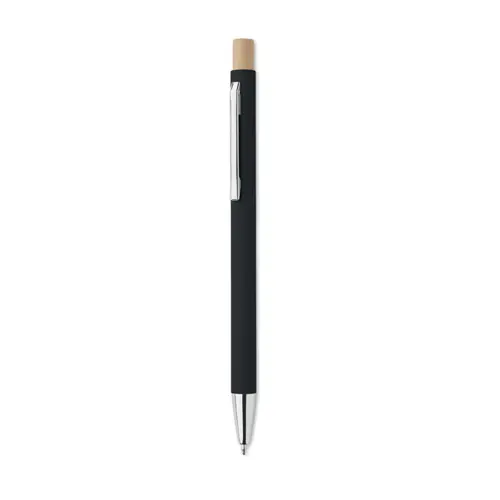 Penna a sfera in alluminio riciclato con finitura gommata refill blu