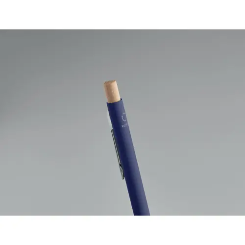 Penna a sfera in alluminio riciclato con finitura gommata refill blu