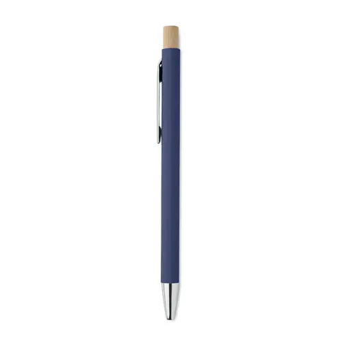Penna a sfera in alluminio riciclato con finitura gommata refill blu