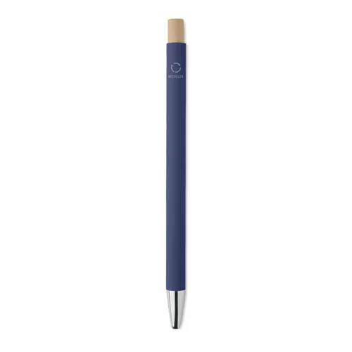 Penna a sfera in alluminio riciclato con finitura gommata refill blu