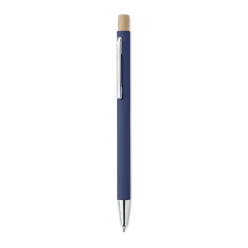 Penna a sfera in alluminio riciclato con finitura gommata refill blu
