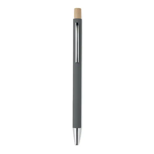 Penna a sfera in alluminio riciclato con finitura gommata refill blu