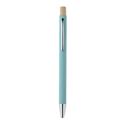 Penna a sfera in alluminio riciclato con finitura gommata refill blu