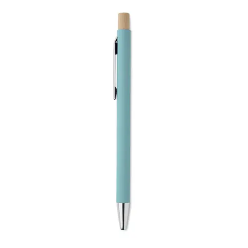Penna a sfera in alluminio riciclato con finitura gommata refill blu
