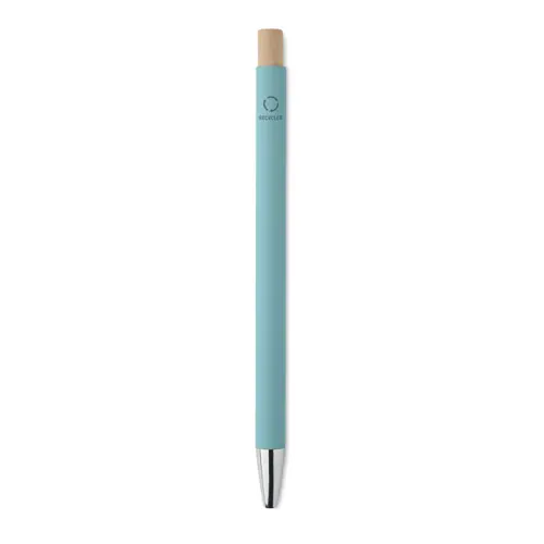 Penna a sfera in alluminio riciclato con finitura gommata refill blu
