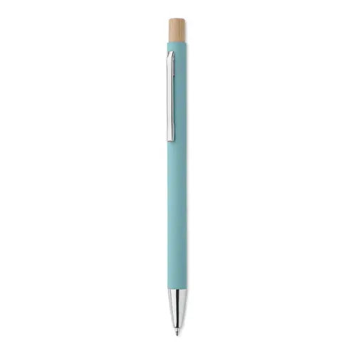 Penna a sfera in alluminio riciclato con finitura gommata refill blu