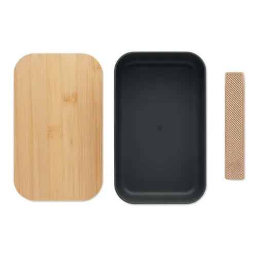 Porta pranzo in PLA con coperchio in bambù ed elastico di chiusura da 1000ml