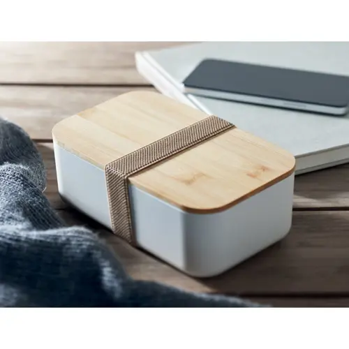 Porta pranzo in PLA con coperchio in bambù ed elastico di chiusura da 1000ml