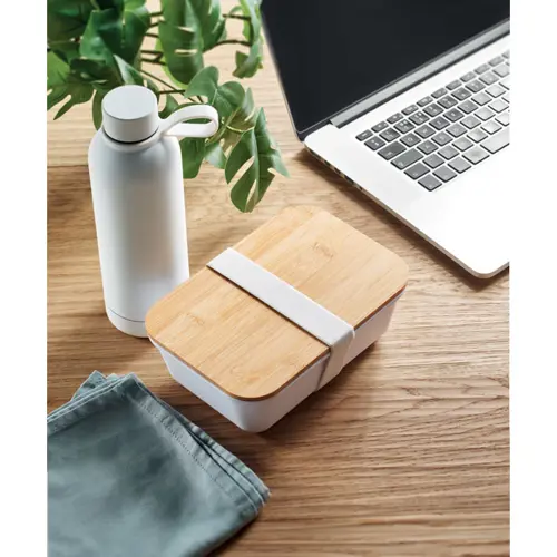 Set regalo portapranzo con borraccia in acciaio inox riciclato da 500ml e portapranzo in PP riciclata e bambù