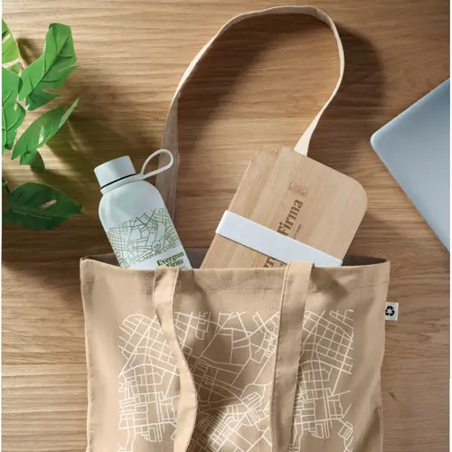 Set regalo portapranzo con borraccia in acciaio inox riciclato da 500ml e portapranzo in PP riciclata e bambù