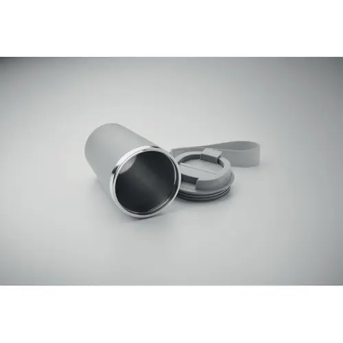 Bicchiere a doppio strato in acciaio inox e PP riciclati con cinturino in RPET da 350ml