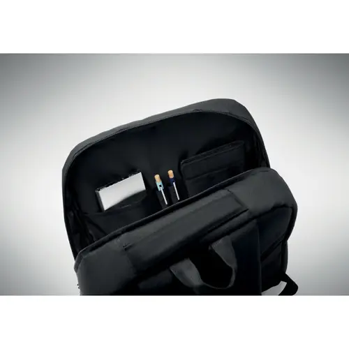 Zaino porta pc da 15" in RPET con scomparti imbottiti e varie tasche e schianle spallacci imbottiti