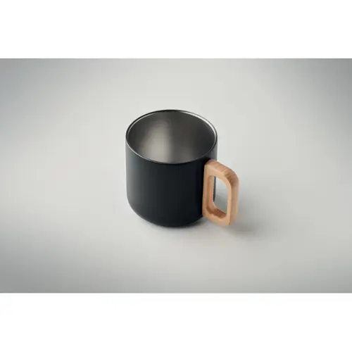Tazza in acciaio inox riciclato doppio strato con manico in legno da 350 ml