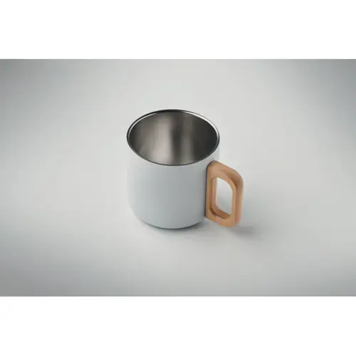 Tazza in acciaio inox riciclato doppio strato con manico in legno da 350 ml