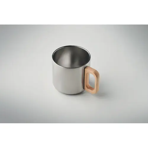 Tazza in acciaio inox riciclato doppio strato con manico in legno da 350 ml