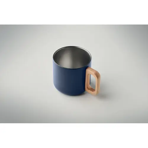 Tazza in acciaio inox riciclato doppio strato con manico in legno da 350 ml