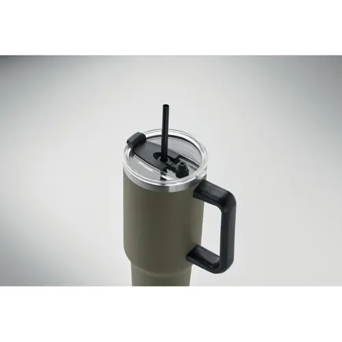 Bicchiere a doppio strato in acciaio inossidabile riciclato con coperchio in cannuccia da 1200ml