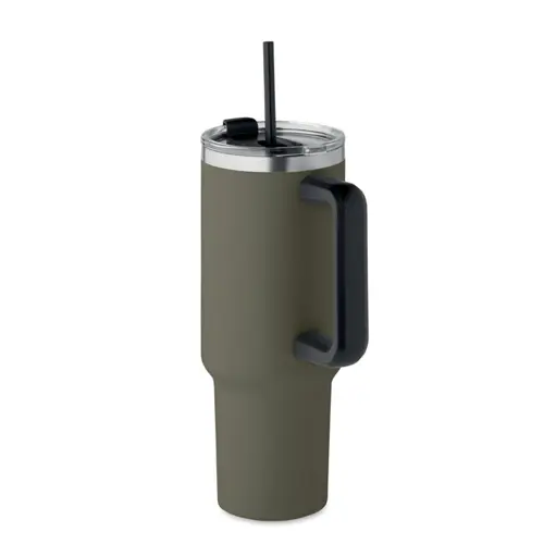 Bicchiere a doppio strato in acciaio inossidabile riciclato con coperchio in cannuccia da 1200ml