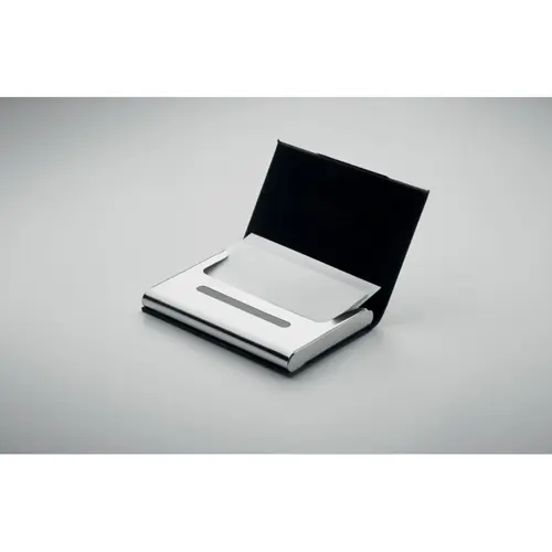 Set regalo composto da penna a sfera in metallo refill blu con portachiavi e portacarte in RPET