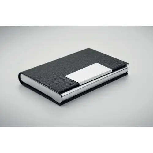 Set regalo composto da penna a sfera in metallo refill blu con portachiavi e portacarte in RPET