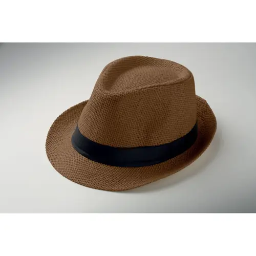 Cappello in paglia di carta con fascia nera in poliestere