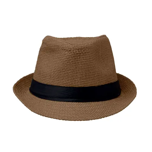 Cappello in paglia di carta con fascia nera in poliestere
