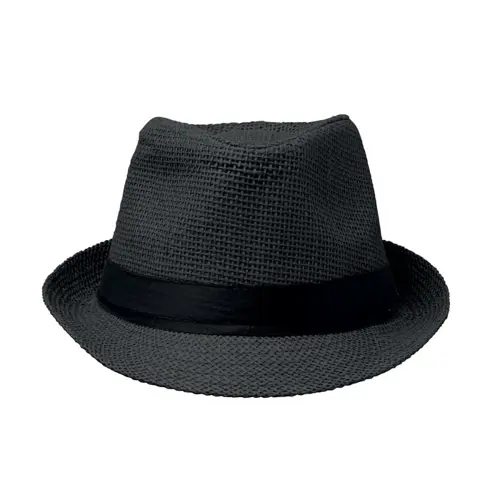 Cappello in paglia di carta con fascia nera in poliestere