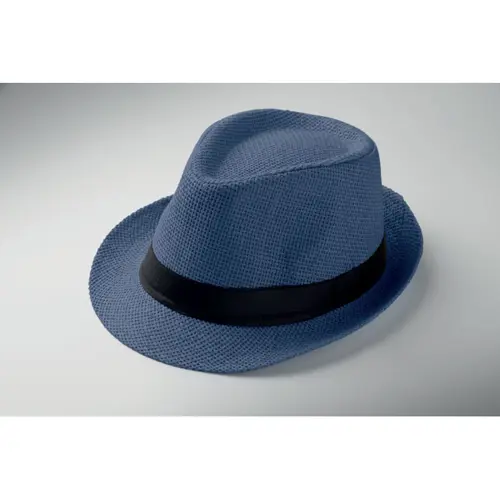 Cappello in paglia di carta con fascia nera in poliestere