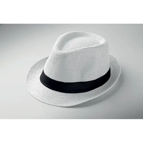 Cappello in paglia di carta con fascia nera in poliestere