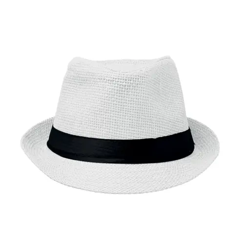 Cappello in paglia di carta con fascia nera in poliestere