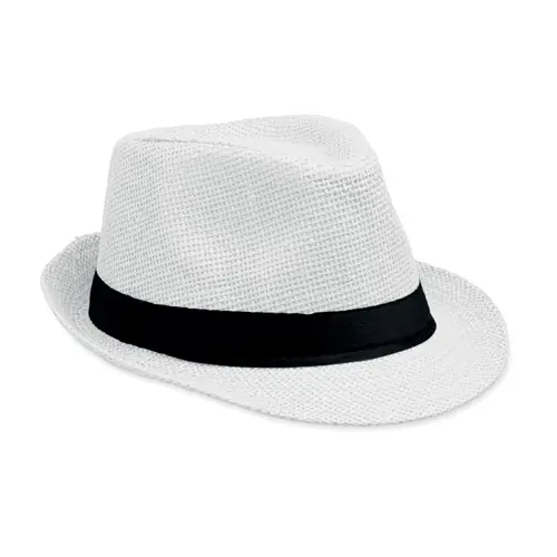 Cappello in paglia di carta con fascia nera in poliestere