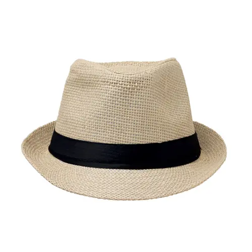 Cappello in paglia di carta con fascia nera in poliestere