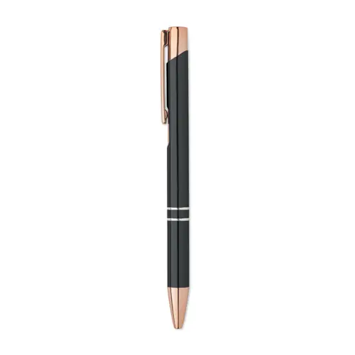 Penna a sfera in alluminio ririclato con dettagli color oro rosato refill blu