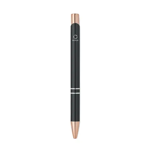 Penna a sfera in alluminio ririclato con dettagli color oro rosato refill blu