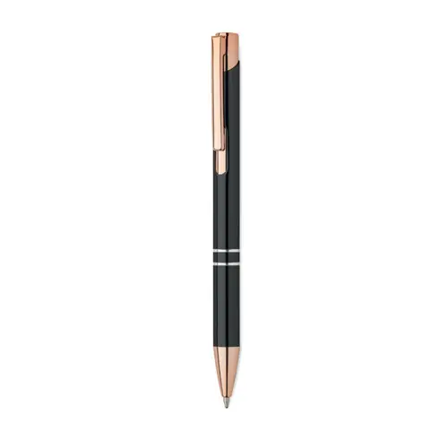 Penna a sfera in alluminio ririclato con dettagli color oro rosato refill blu