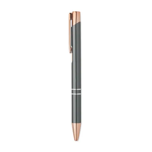 Penna a sfera in alluminio ririclato con dettagli color oro rosato refill blu