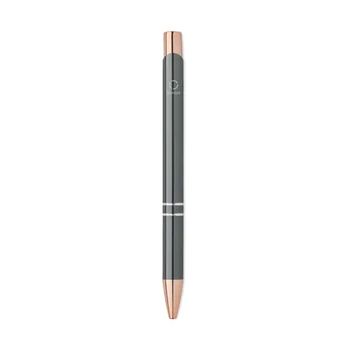 Penna a sfera in alluminio ririclato con dettagli color oro rosato refill blu