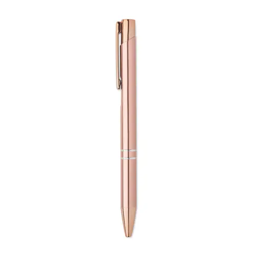 Penna a sfera in alluminio ririclato con dettagli color oro rosato refill blu