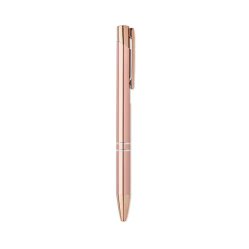 Penna a sfera in alluminio ririclato con dettagli color oro rosato refill blu