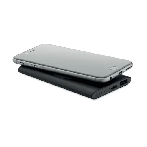 Power bank in alluminio riciclato con ricarica wireless da 5000mAh