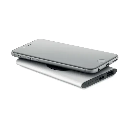 Power bank in alluminio riciclato con ricarica wireless da 5000mAh