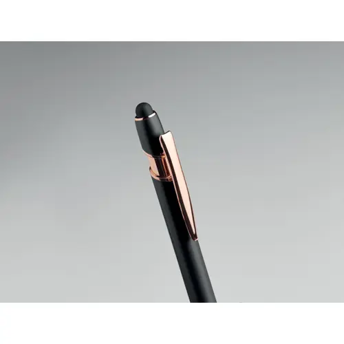 Penna a sfera touch in alluminio riciclato con dettagli color oro rosa refill blu