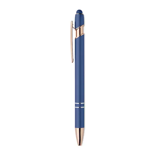 Penna a sfera touch in alluminio riciclato con dettagli color oro rosa refill blu