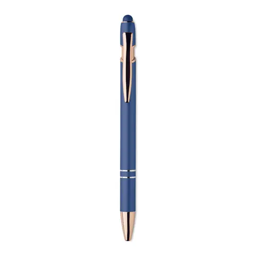 Penna a sfera touch in alluminio riciclato con dettagli color oro rosa refill blu