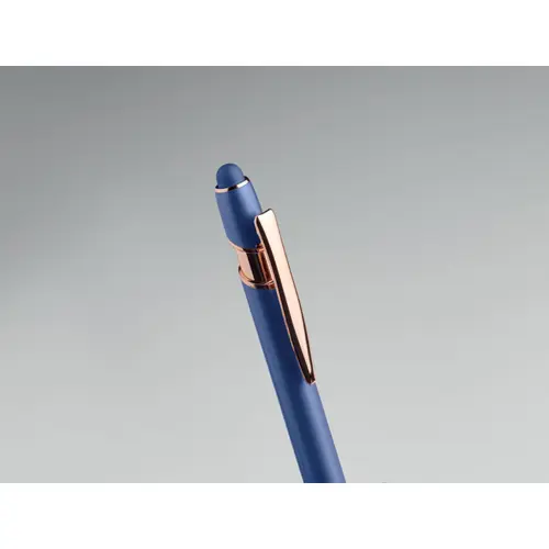 Penna a sfera touch in alluminio riciclato con dettagli color oro rosa refill blu