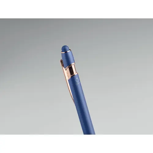 Penna a sfera touch in alluminio riciclato con dettagli color oro rosa refill blu