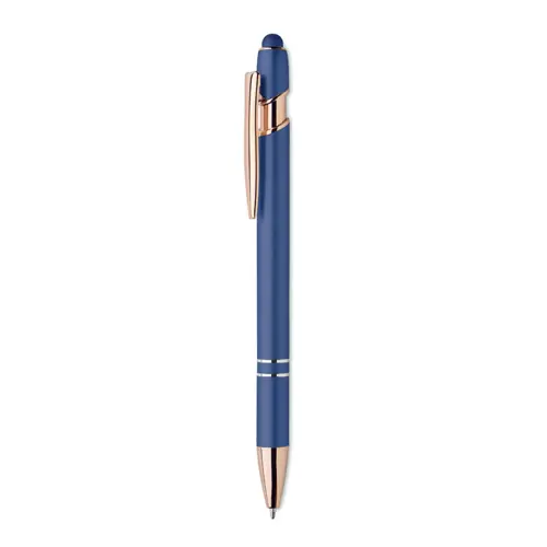 Penna a sfera touch in alluminio riciclato con dettagli color oro rosa refill blu